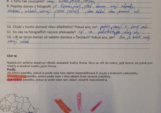 Sedmáci na zeměpisu porovnávali životní úroveň rodin z Afriky s jejich rodinou.